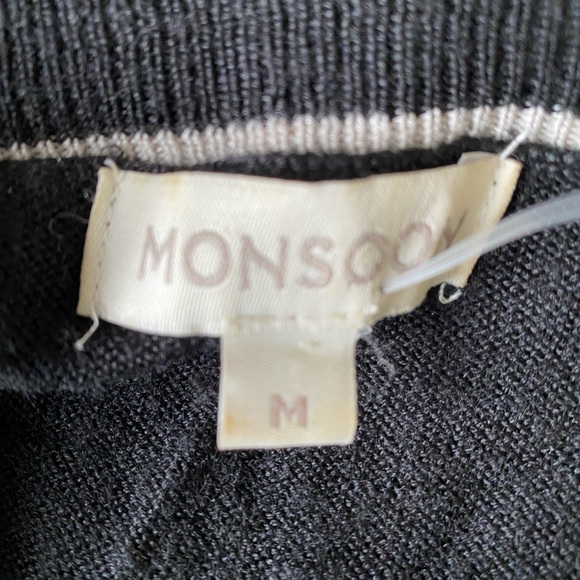Monsoon fine knit wool mix jumper in black and taupe size medium - Picture 6 of 6